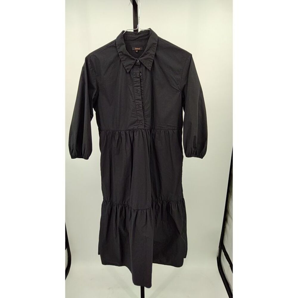 Quince Organic Cotton Poplin Tiered Maxi Dress Long Sleeved Size M NWOT